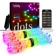 Светодиодные лампы Twinkly Dots Smart 400 RGB, 66-футовая прозрачная гирлянда, поколение II Twinkly