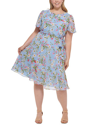 Платье больших размеров с цветочным принтом и завязками на талии Jessica Howard