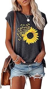 Women's Graphic Tees Casual Summer Funny Dragonfly Printed Short Sleeve Cute T Shirts Tops JNIFULI