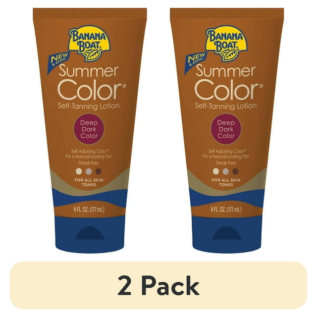 (2 pack) Banana Boat Summer Color Self-Tanning Lotion, Deep Dark Color 6 oz Tube BANANA BOAT