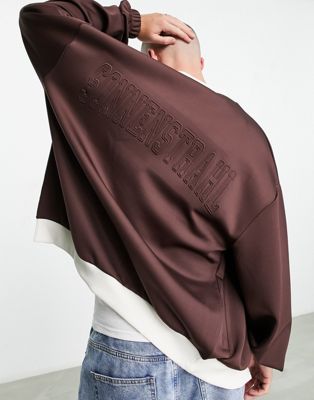 Мужская куртка-бомбер ASOS DESIGN с объемным кроем в коричневом цвете ASOS DESIGN