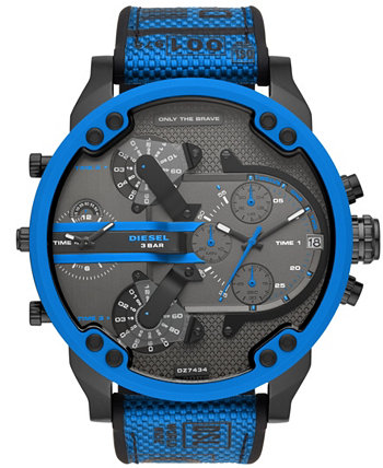 Мужские часы Mr Daddy 2.0 с тремя стрелками и синим силиконовым ремешком с пряжкой, 57 мм Diesel
