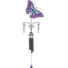 FC Design 32&#34; Long Pink Butterfly Wind Chime with Black Gem Perfect Gifts for Holiday F.C Design
