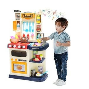 RUVINCE Kids Kitchen Playset for Toddler with Chef, Play Kitchens, Blue, Plastic RUVINCE