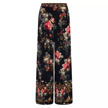 Широкие брюки из шелка с цветочным принтом Camilla