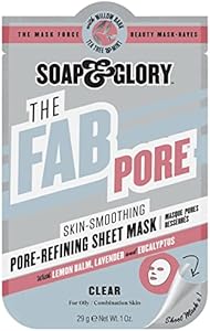 Soap & Glory The Fab Pore Refining Sheet Face Mask for Oily Skin - Tea Tree + White Willow Bark to Draw Out Impurities + Smooth Skin - Pore Minimizing Sheet Mask (1 oz) Soap & Glory