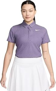 Nike Women's Tour Dri-FIT ADV Jacquard Short Sleeve Golf Polo, Purple, Small Nike