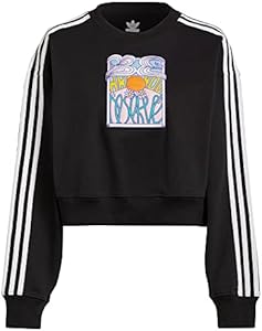 Adidas Women's Always Original Cropped Oversized Round Neck Sweatshirt, Black Adidas Originals