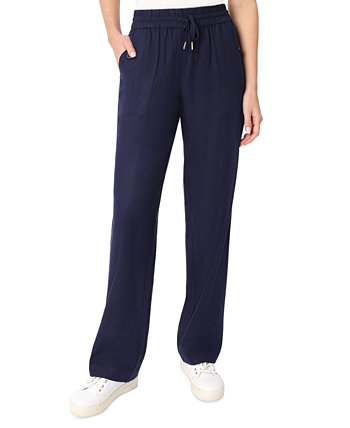 Женские льняные брюки с завязками на талии и карманами на пуговицах Jones New York