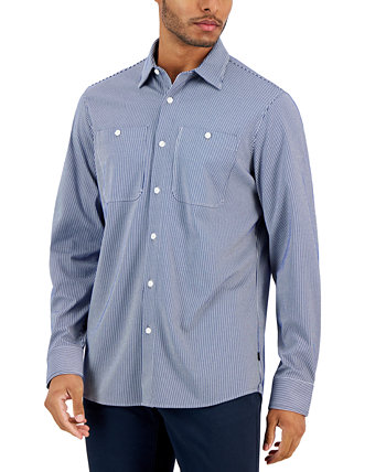 Мужская рубашка узкого кроя на пуговицах в эластичную полоску Michael Kors