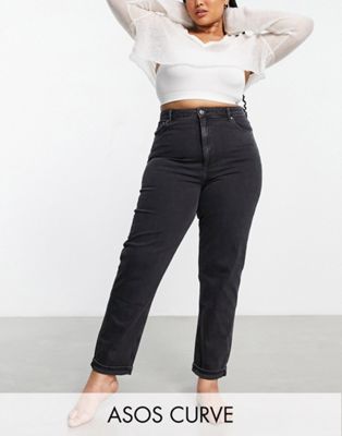 Черные зауженные джинсы в стиле мам ASOS DESIGN Curve ASOS Curve