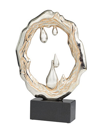 Алюминиевая абстрактная металлическая скульптура из коллекции капель с мраморным основанием, 14 x 3 x 17 дюймов Rosemary Lane
