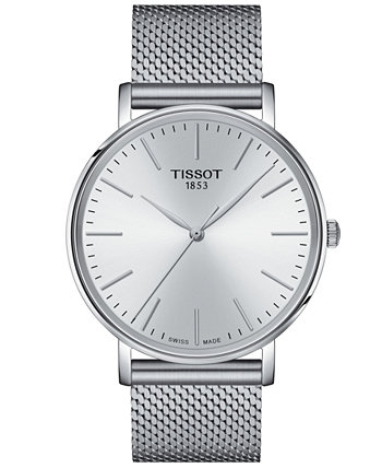 Мужские швейцарские часы Everytime с сетчатым браслетом из нержавеющей стали 40 мм Tissot