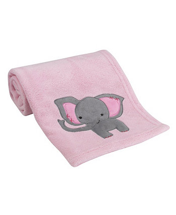 Twinkle Toes Soft Pink Coral Fleece Elephant Baby Blanket Bedtime Originals