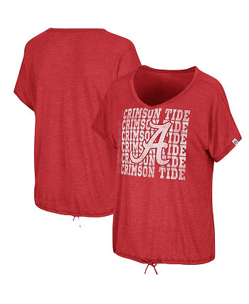 Женская футболка с меланжевым принтом Crimson Alabama Crimson Tide Fifth Sense Drawcord с v-образным вырезом Colosseum