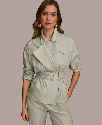 Women's Belted Cotton Utility Jacket Donna Karan New York