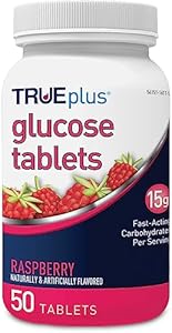 TRUEplus® Glucose Tablets, Assorted Flavor (Grape, Raspberry, Orange) - 50ct Bottle (1) TRUEplus