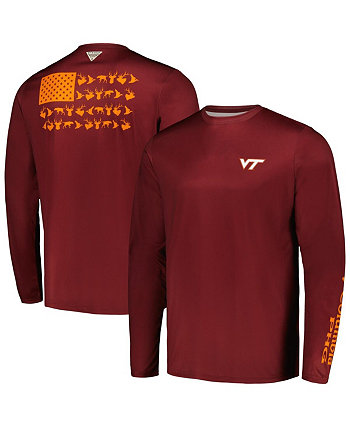 Мужская темно-бордовая футболка с длинным рукавом Virginia Tech Hokies Terminal Shot Omni-Shade Columbia