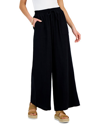Женские мятые широкие брюки без застежек, созданные для Macy's Style & Co