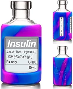 Sugar Medical Insulin Vial Protective Sleeve. Silicone Cover to Protect Your Insulin Vial from Breaking. Fits 10ml Insulin Brands. (Blue) Sugar Medical