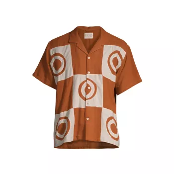 Рубашка свободного кроя из хлопка в стиле пэчворк HARAGO