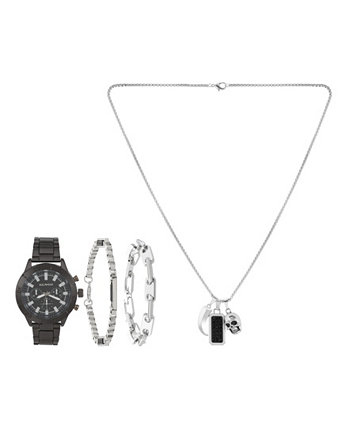 Мужские блестящие черные металлические часы-браслет 49 мм, набор Rocawear