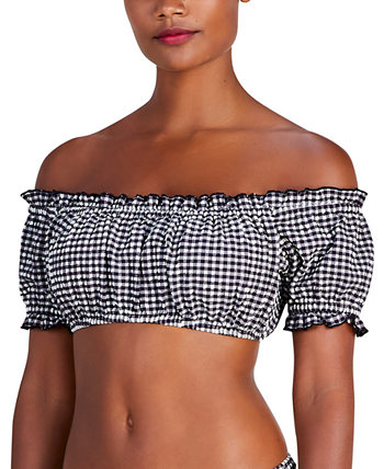 Женский топ бикини с открытыми плечами и клетчатым принтом Kate Spade New York