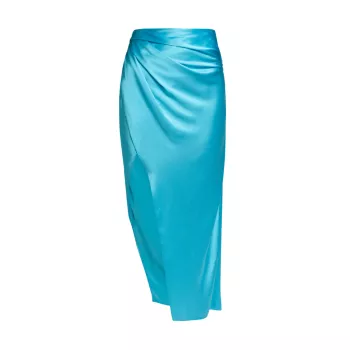 Плиссированная шелковая юбка-миди с запахом The Sei