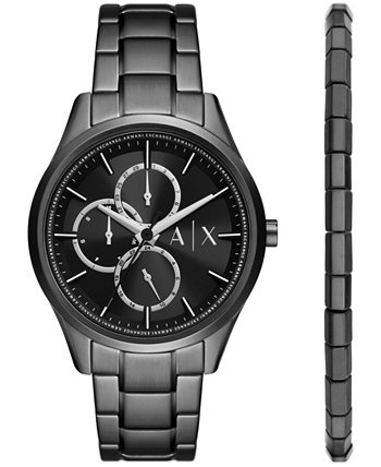 Мужские многофункциональные черные часы Dante из нержавеющей стали 42 мм и комплект браслета Armani