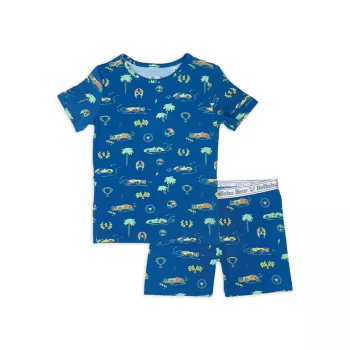 Baby Boy's, Little Boy's &amp; Boy's 2-Piece Racecar Print Pajama Shorts Set Bellabu Bear