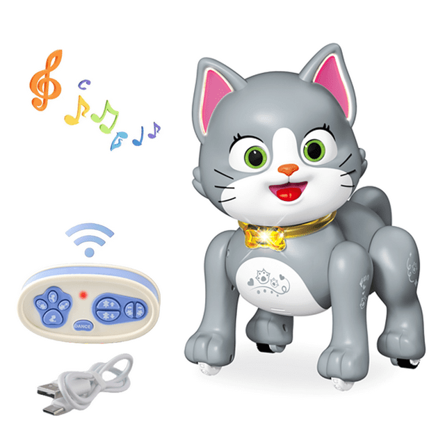 Richgv Robot Cat Toy for Kids, Remote Control Robot Pet Toy with Light Music, Dancing Walking RC Robot Cat Toy for Boys Girls Age 3+ Richgv