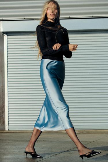 SATIN EFFECT MIDI SKIRT ZARA