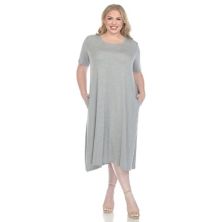 Plus Size Short Sleeve Midi Dress WM Fashion