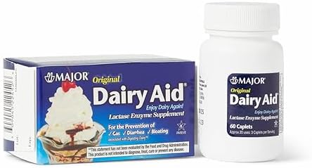 Major Original Dairy Aid - Lactase Enzyme Supplement - 60 Caplets - 1 pack MAJOR