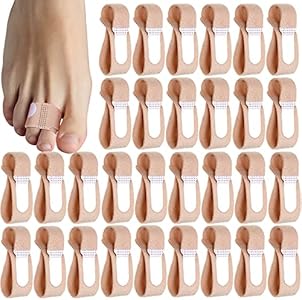 30 Pieces Broken Toe Wraps Cushioned Bandages Hammer Toe Separator Splints Finger Protectors Straightener for Hammer Toes, Broken Toes, Crooked Toes (Large) Nuanchu