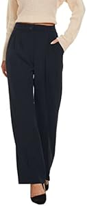 FUNYYZO Wide Leg Pants Women's High Elastic Waisted in The Back Business Work Trousers Long Straight Suit Pants Funyyzo