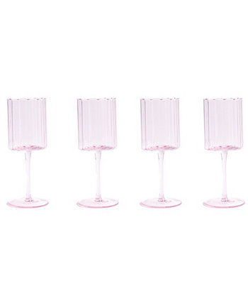 Рифленые бокалы для вина с зубчатой оправой, набор из 4 шт. Jeanne Fitz