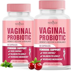 NEW AGE Vaginal Probiotics for Women with Prebiotics, Cranberry Extract, and a Lactobacillus Probiotic Blend, Supports Healthy pH Balance, Odor Control, Vaginal Flora - 60 Capsules (Капсулы) NEW AGE