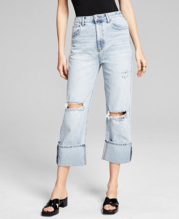 Женские прямые джинсы с высокой посадкой и манжетами, созданные для Macy's And Now This