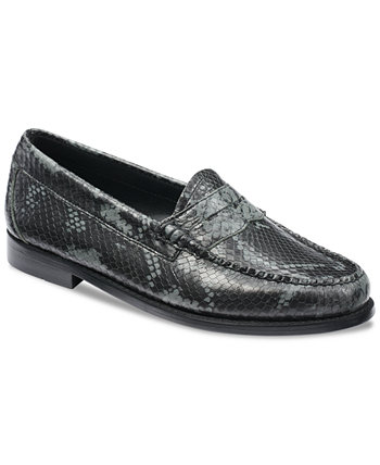 Women's Whitney Exotic Weejun Snake-Print Loafer Flats GH BASS