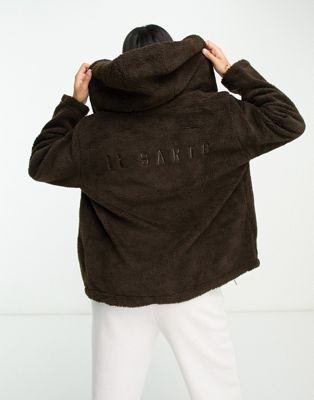 Шоколадно-коричневая куртка оверсайз с капюшоном Il Sarto Il Sarto