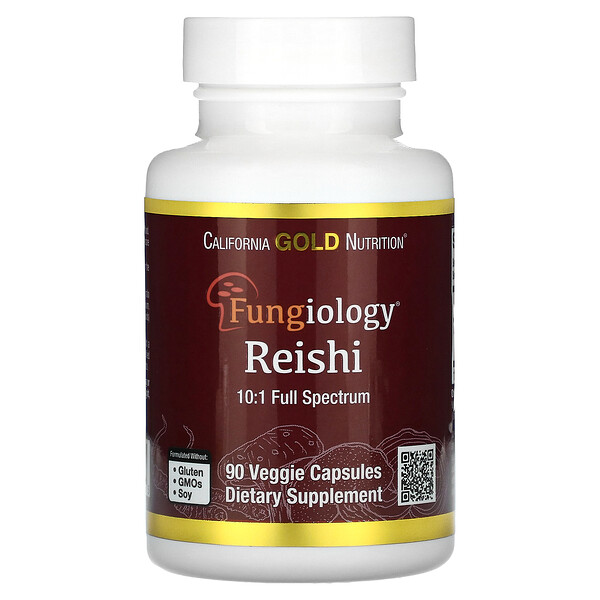 Reishi, Полный Спектр, Сертифицированный Органический - 90 растительных капсул - California Gold Nutrition California Gold Nutrition