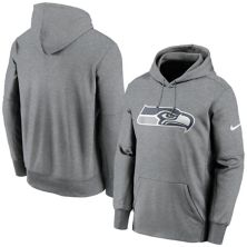 Men's Nike Heathered Charcoal Seattle Seahawks Primary Logo Therma Pullover Hoodie Nitro USA