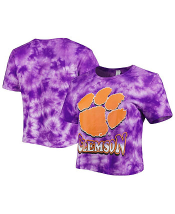 Женская фиолетовая укороченная футболка Clemson Tigers Cloud-Dye ZooZatz