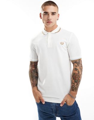 Fred Perry twin tipped polo shirt in white Fred Perry
