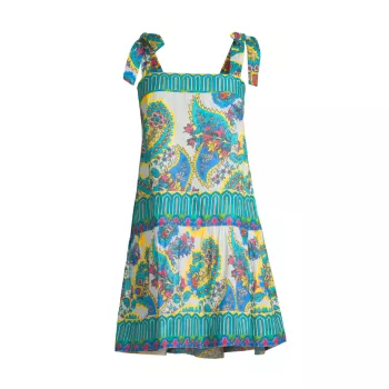 Хлопковое мини-платье Aspen с узором пейсли Ro's Garden