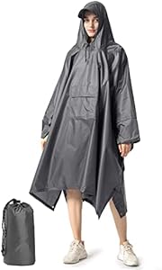 NUUR Rain Poncho for Women Adults Unisex Hooded Zipper Raincoat Waterproof Reusable Hiking Rain Coat with Pockets NUUR