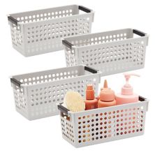Grey Plastic Baskets with Handles for Bathroom, Laundry Room, Closet Organization (4 Pack) Farmlyn Creek