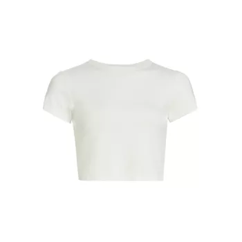 Emrata X AG Emily Облегающая футболка в рубчик с круглым вырезом и короткими рукавами AG Jeans