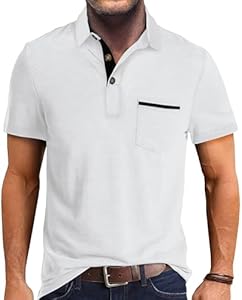 Mens Fashion Polo Shirts Cotton Classic Long Sleeve Thermal Button Shirt with Pocket Lexiart